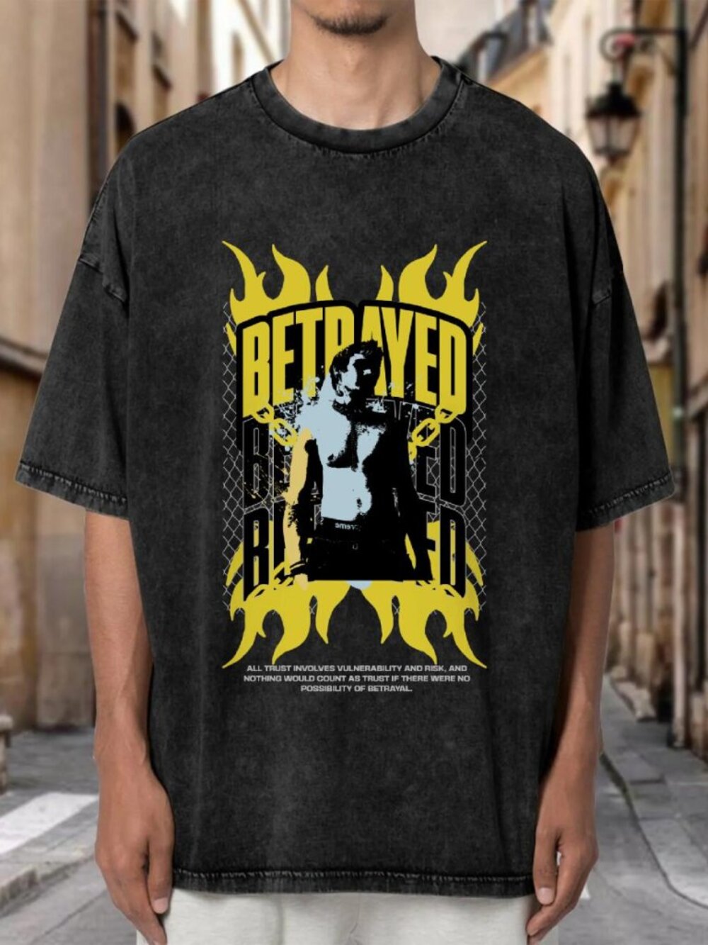 Vintage Wash Oversized Portrait Graphic Tee Unisex Streetwear IYIPTGWDMY01